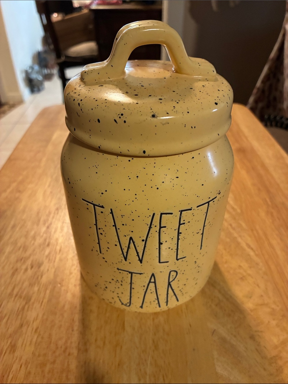 Rae Dunn Yellow Speckled 'TWEET JAR' Ceramic Canister